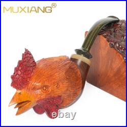 MUXIANG Rustic Wooden Tobacco Pipe Handmade Briar Carved Smoking Pipe Cumberland