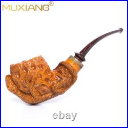 MUXIANG Rusticated Briar Freehand Pipe Wooden Tobacco Pipe Carved Gecko Pipe