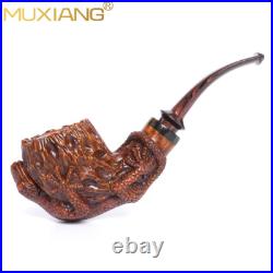 MUXIANG Rusticated Briar Freehand Pipe Wooden Tobacco Pipe Carved Gecko Pipe