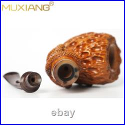 MUXIANG Rusticated Briar Freehand Pipe Wooden Tobacco Pipe Carved Gecko Pipe