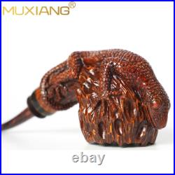 MUXIANG Rusticated Briar Freehand Pipe Wooden Tobacco Pipe Carved Gecko Pipe