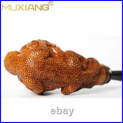 MUXIANG Rusticated Briar Freehand Pipe Wooden Tobacco Pipe Carved Gecko Pipe