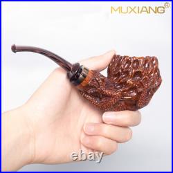 MUXIANG Rusticated Briar Freehand Pipe Wooden Tobacco Pipe Carved Gecko Pipe