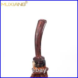 MUXIANG Rusticated Briar Freehand Pipe Wooden Tobacco Pipe Carved Gecko Pipe