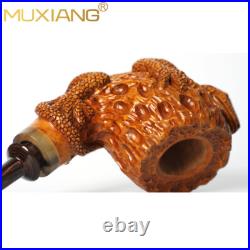 MUXIANG Rusticated Briar Freehand Pipe Wooden Tobacco Pipe Carved Gecko Pipe