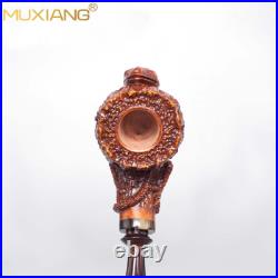 MUXIANG Rusticated Briar Freehand Pipe Wooden Tobacco Pipe Carved Gecko Pipe