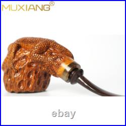 MUXIANG Rusticated Briar Freehand Pipe Wooden Tobacco Pipe Carved Gecko Pipe