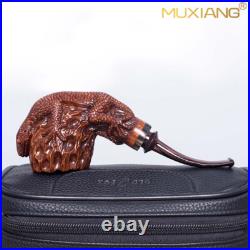 MUXIANG Rusticated Briar Freehand Pipe Wooden Tobacco Pipe Carved Gecko Pipe