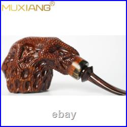 MUXIANG Rusticated Briar Freehand Pipe Wooden Tobacco Pipe Carved Gecko Pipe