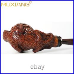 MUXIANG Rusticated Briar Freehand Pipe Wooden Tobacco Pipe Carved Gecko Pipe