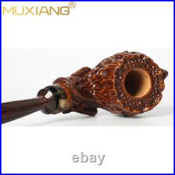 MUXIANG Rusticated Briar Freehand Pipe Wooden Tobacco Pipe Carved Gecko Pipe