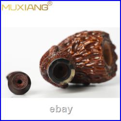 MUXIANG Rusticated Briar Freehand Pipe Wooden Tobacco Pipe Carved Gecko Pipe
