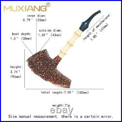 MUXIANG Rusticated Briar Wooden Tomahawk Pipe Burl Freehand Bamboo Tobacco Pipe