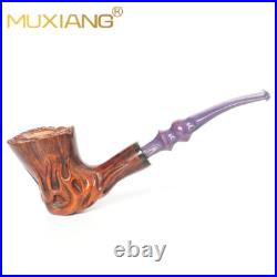 MUXIANG Rusticated Tobacco Smoking Pipe Briar Wooden Freehand Pipe Ebonite Stem