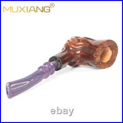 MUXIANG Rusticated Tobacco Smoking Pipe Briar Wooden Freehand Pipe Ebonite Stem