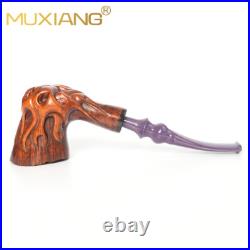 MUXIANG Rusticated Tobacco Smoking Pipe Briar Wooden Freehand Pipe Ebonite Stem