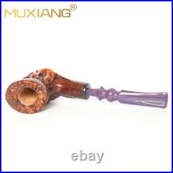 MUXIANG Rusticated Tobacco Smoking Pipe Briar Wooden Freehand Pipe Ebonite Stem