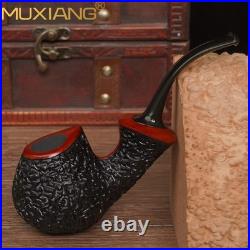 MUXIANG Sandblasted Blowfish Pipe Briar Wooden Freehand Tobacco Pipe Cumberland