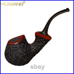 MUXIANG Sandblasted Blowfish Pipe Briar Wooden Freehand Tobacco Pipe Cumberland