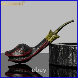 MUXIANG Sandblasted Briar Freehand Pipe Handmade Wooden Tobacco Pipe Ebonit Stem