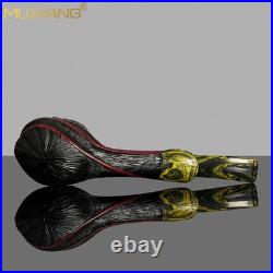 MUXIANG Sandblasted Briar Freehand Pipe Handmade Wooden Tobacco Pipe Ebonit Stem