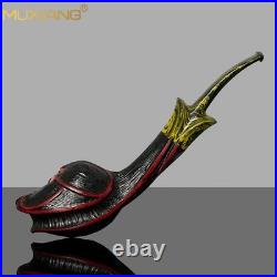 MUXIANG Sandblasted Briar Freehand Pipe Handmade Wooden Tobacco Pipe Ebonit Stem