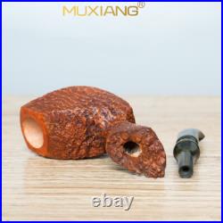 MUXIANG Sandblasted Briar Freehand Pipe Wooden Tobacco Smoking Pipe Ebonite Stem
