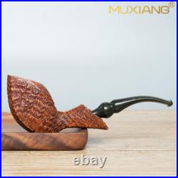 MUXIANG Sandblasted Briar Freehand Pipe Wooden Tobacco Smoking Pipe Ebonite Stem