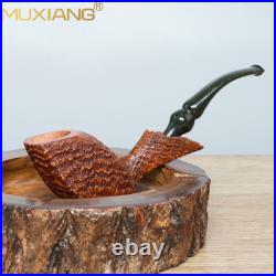 MUXIANG Sandblasted Briar Freehand Pipe Wooden Tobacco Smoking Pipe Ebonite Stem