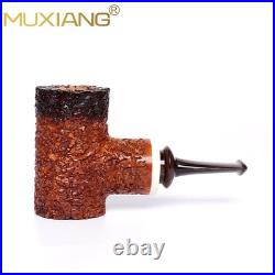 MUXIANG Sandblasted Briar Tobacco Pipe Wooden Smooth Volcano Pipe Ebonite Stem