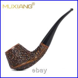 MUXIANG Sandblasted Briar Volcano Pipe Wooden Tobacco Pipe Carved Smoking Pipe