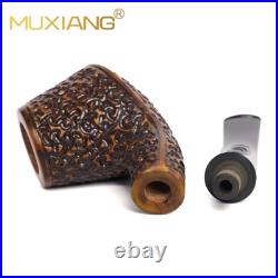 MUXIANG Sandblasted Briar Volcano Pipe Wooden Tobacco Pipe Carved Smoking Pipe