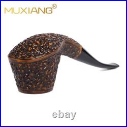 MUXIANG Sandblasted Briar Volcano Pipe Wooden Tobacco Pipe Carved Smoking Pipe