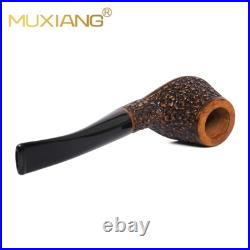 MUXIANG Sandblasted Briar Volcano Pipe Wooden Tobacco Pipe Carved Smoking Pipe