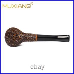 MUXIANG Sandblasted Briar Volcano Pipe Wooden Tobacco Pipe Carved Smoking Pipe