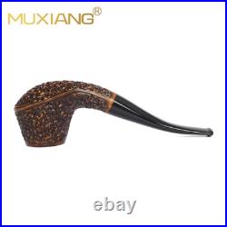 MUXIANG Sandblasted Briar Volcano Pipe Wooden Tobacco Pipe Carved Smoking Pipe