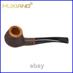 MUXIANG Sandblasted Briar Volcano Pipe Wooden Tobacco Pipe Carved Smoking Pipe