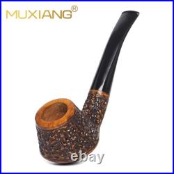 MUXIANG Sandblasted Briar Volcano Pipe Wooden Tobacco Pipe Carved Smoking Pipe