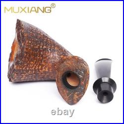 MUXIANG Sandblasted Briar Wooden Horn Tobacco Pipe Ebonite Stem Freehand Pipe