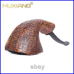 MUXIANG Sandblasted Briar Wooden Horn Tobacco Pipe Ebonite Stem Freehand Pipe