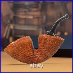 MUXIANG Sandblasted Calabash Pipe Briar Wood Freehand Tobacco Pipe Ebonite Stem