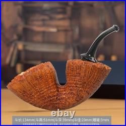 MUXIANG Sandblasted Calabash Pipe Briar Wood Freehand Tobacco Pipe Ebonite Stem