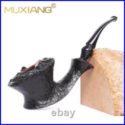 MUXIANG Sandblasted Fleur Pipe Briar Wooden Freehand Tobacco Pipe Ebonite Stem