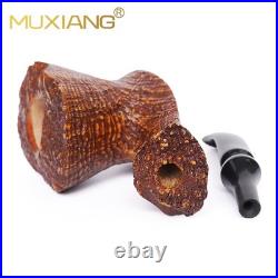 MUXIANG Sandblasted Fleur Pipe Briar Wooden Freehand Tobacco Pipe Ebonite Stem