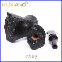 MUXIANG Sandblasted Fleur Pipe Briar Wooden Freehand Tobacco Pipe Ebonite Stem