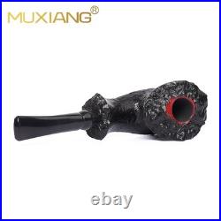 MUXIANG Sandblasted Fleur Pipe Briar Wooden Freehand Tobacco Pipe Ebonite Stem