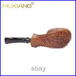 MUXIANG Sandblasted Fleur Pipe Briar Wooden Freehand Tobacco Pipe Ebonite Stem
