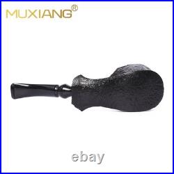 MUXIANG Sandblasted Fleur Pipe Briar Wooden Freehand Tobacco Pipe Ebonite Stem