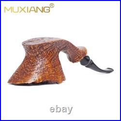 MUXIANG Sandblasted Fleur Pipe Briar Wooden Freehand Tobacco Pipe Ebonite Stem