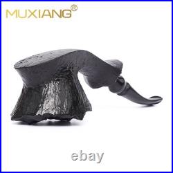 MUXIANG Sandblasted Fleur Pipe Briar Wooden Freehand Tobacco Pipe Ebonite Stem